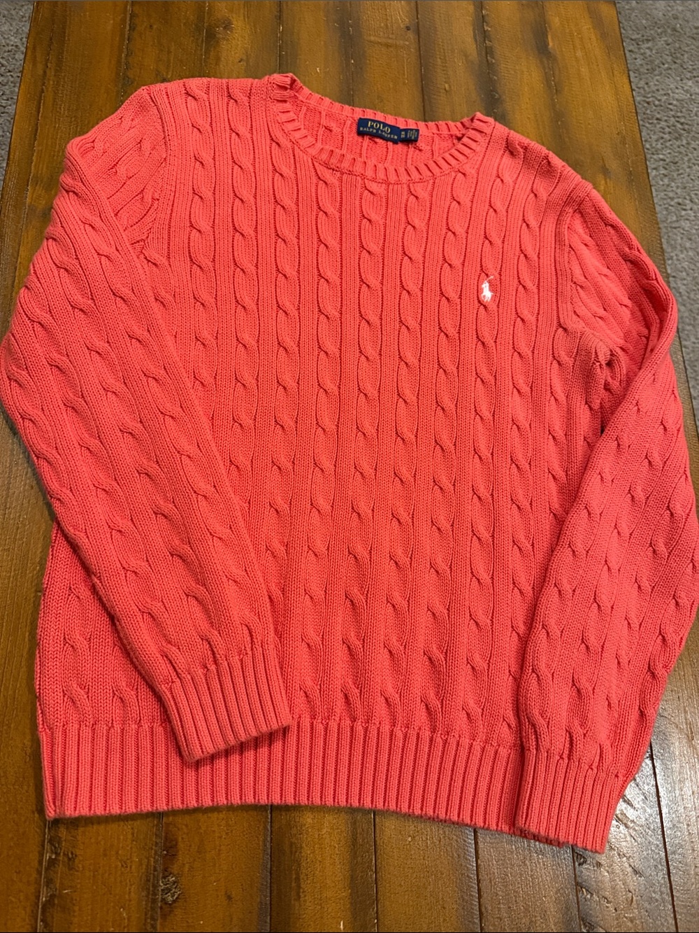 Polo by Ralph Lauren women's Cable Knit Crewneck Sweater - Coral